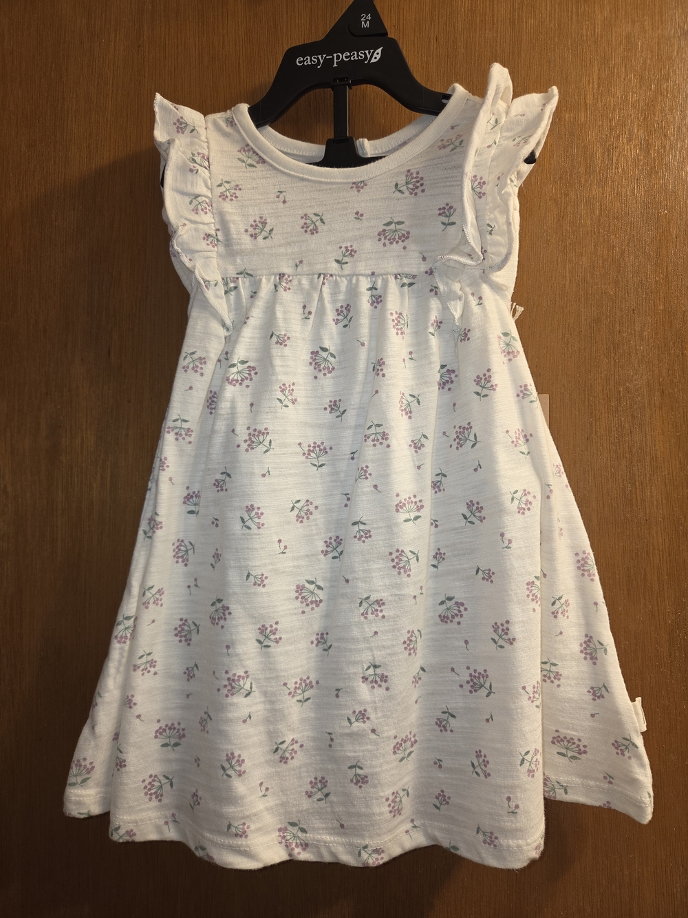 Cream Floral Girls' Dress With Matching Bottoms